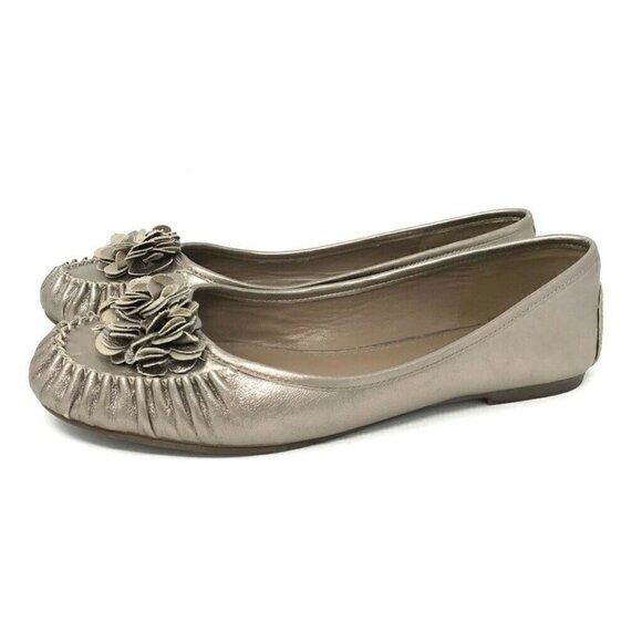 Ecco Ballet Flats Gold Metallic Slip On Leather 8 - Picture 4 of 8